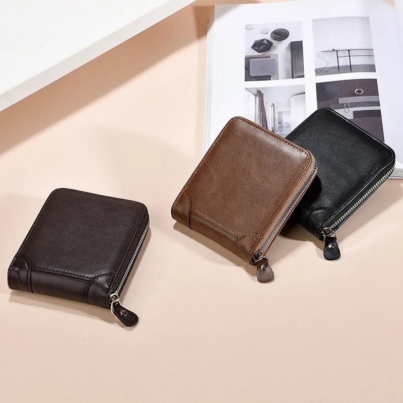 Men’s Zip Short Wallet – Japanese & Korean Style PU Leather