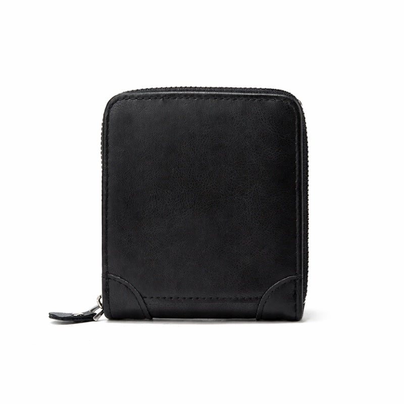Men’s Zip Short Wallet – Japanese & Korean Style PU Leather