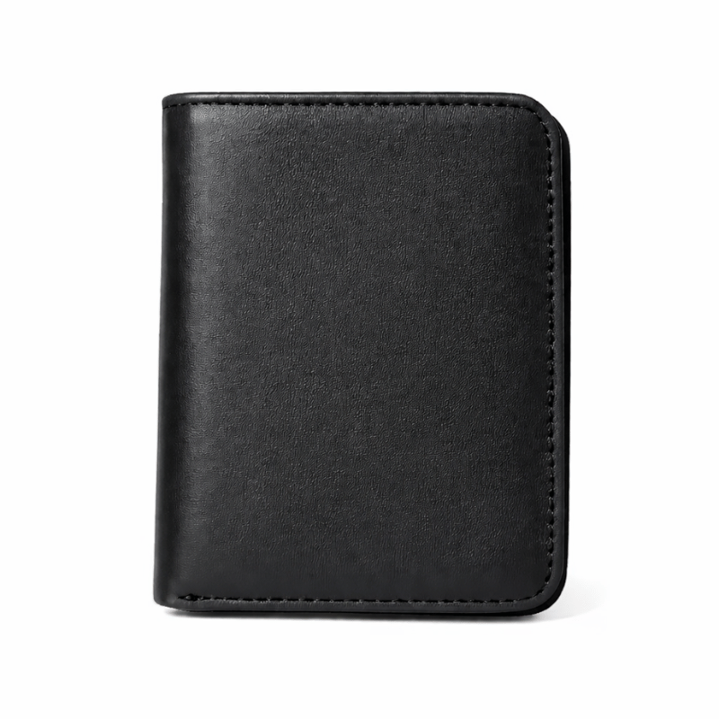 Black leather wallet on a white background