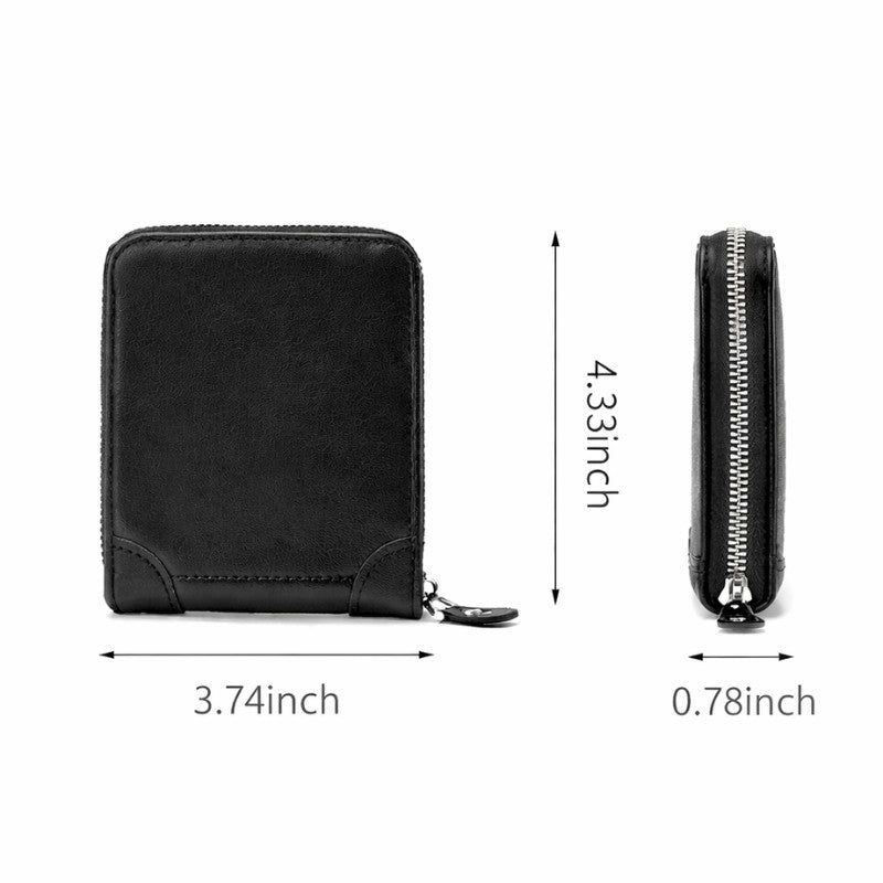 Men’s Zip Short Wallet – Japanese & Korean Style PU Leather