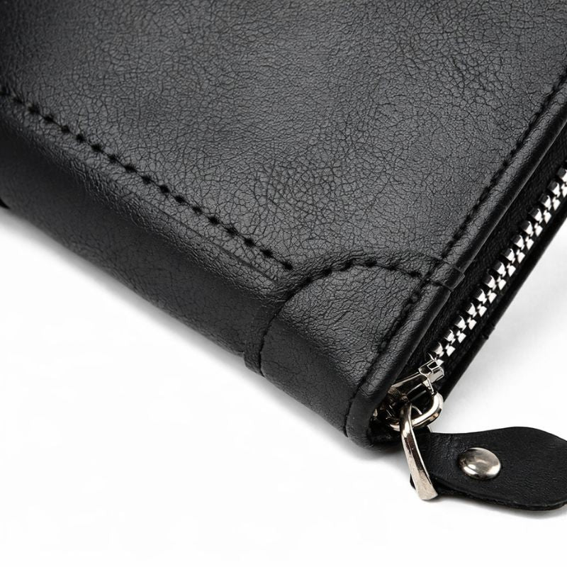 Men’s Zip Short Wallet – Japanese & Korean Style PU Leather