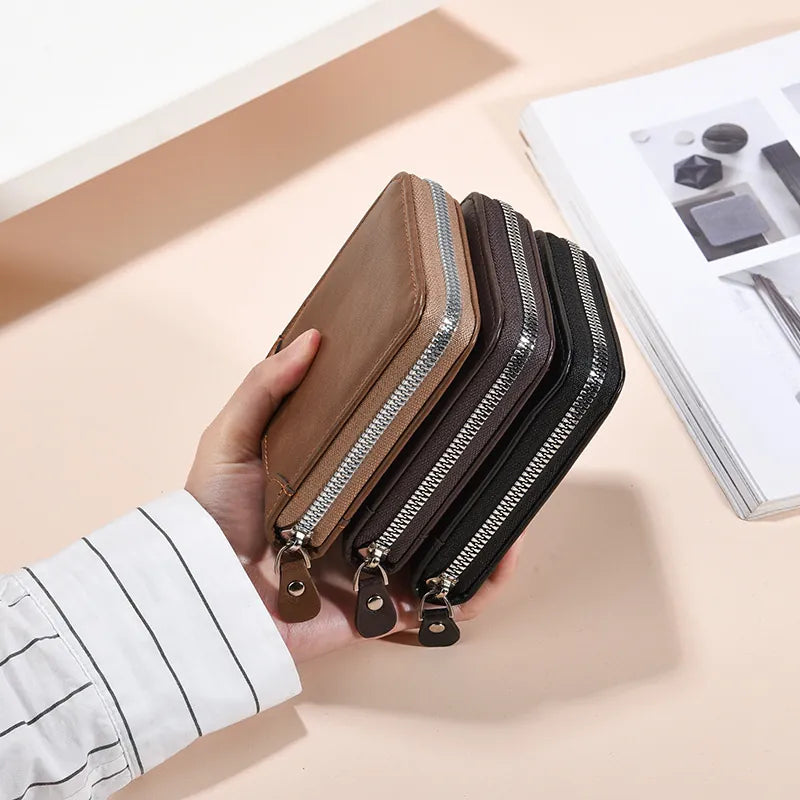 Men’s Zip Short Wallet – Japanese & Korean Style PU Leather