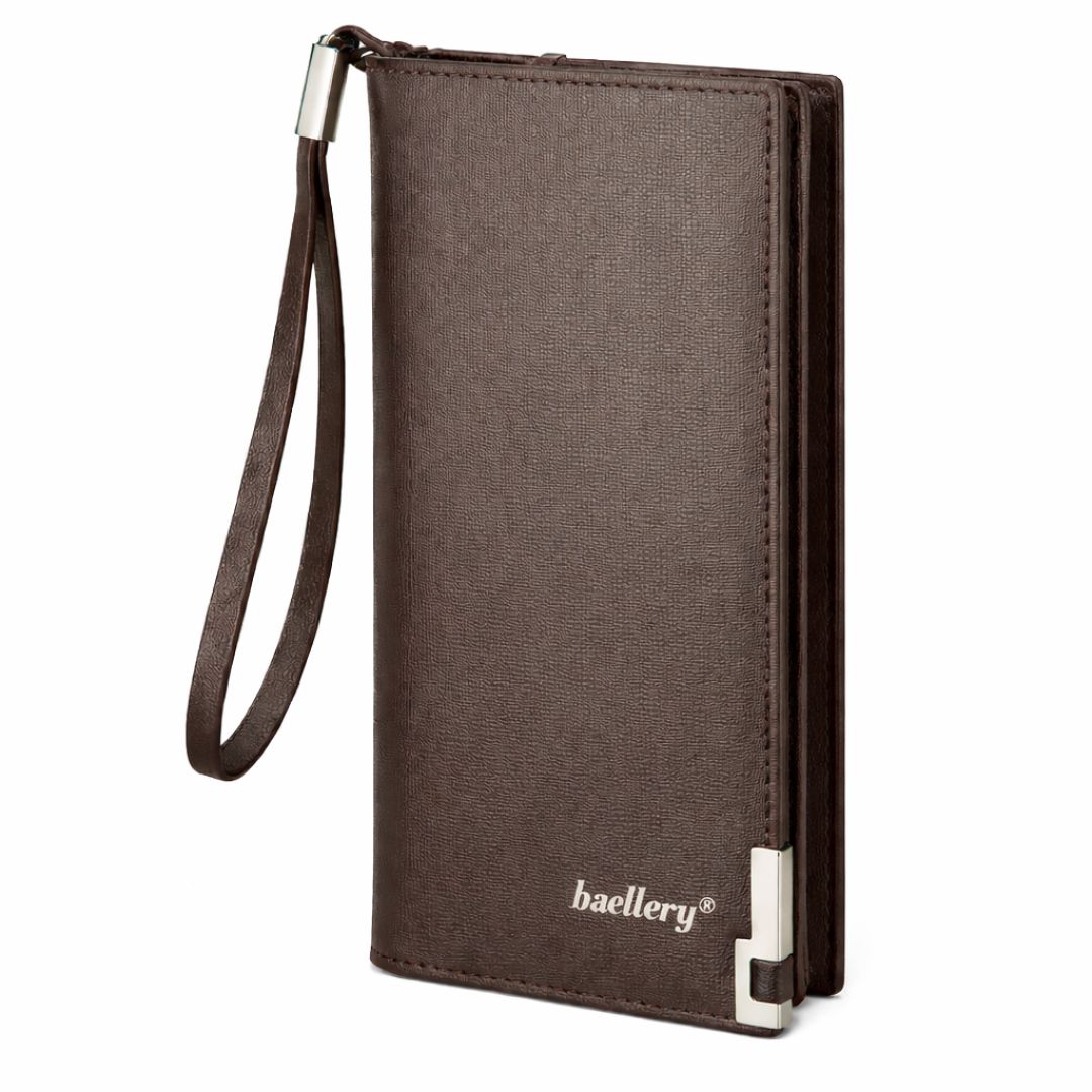 Unisex Long PU Leather Wallet with Zipper & Multi-Card Slots