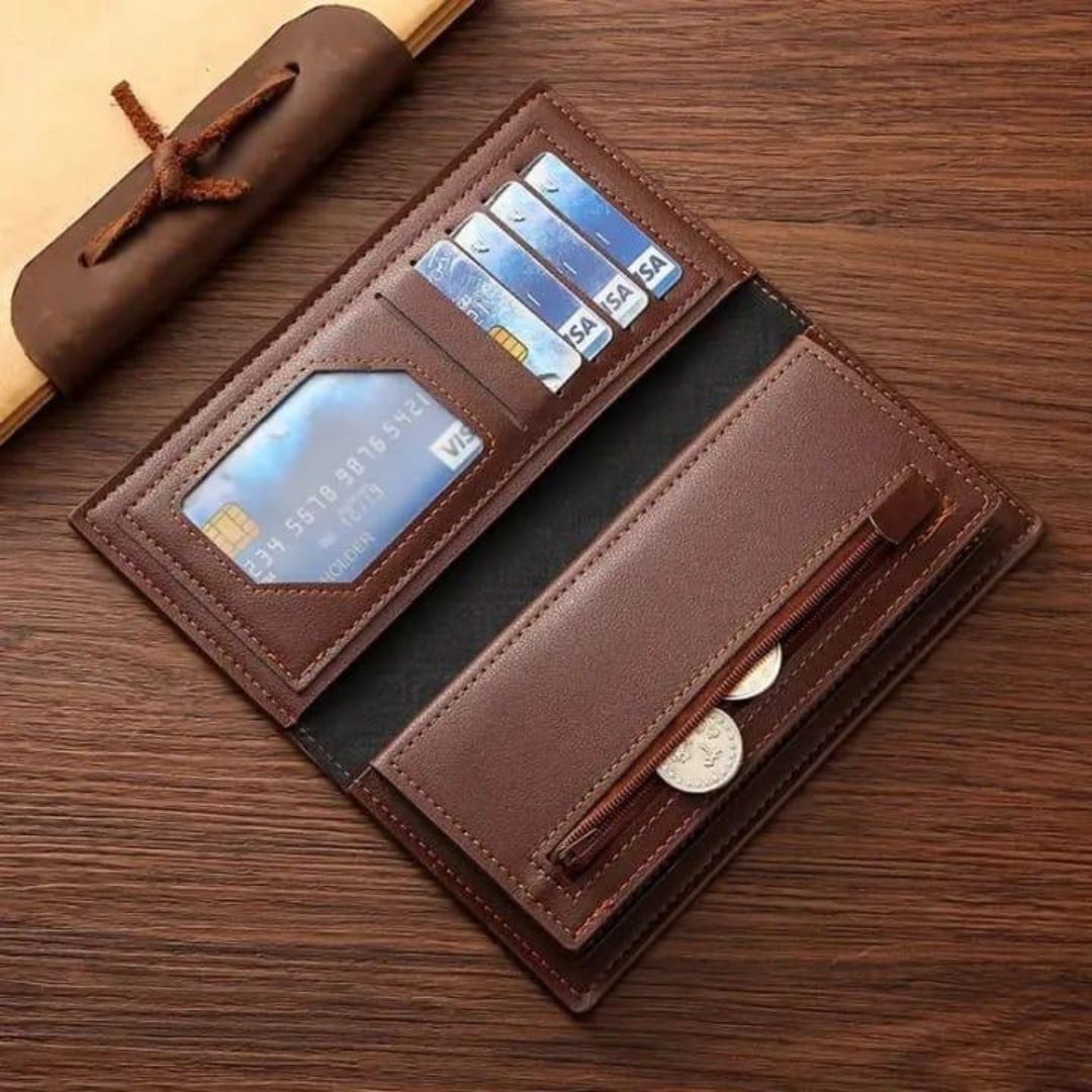 Men’s Premium Leather Bi-Fold Wallet – Slim Classic Daily Use Card Holder