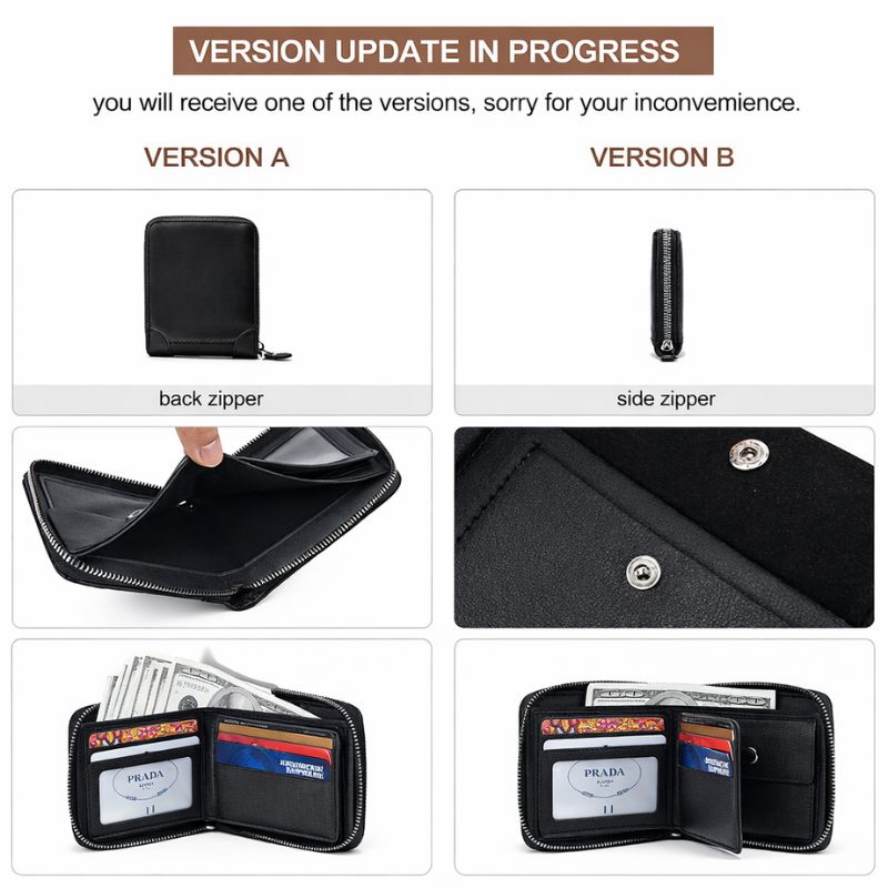 Men’s Zip Short Wallet – Japanese & Korean Style PU Leather